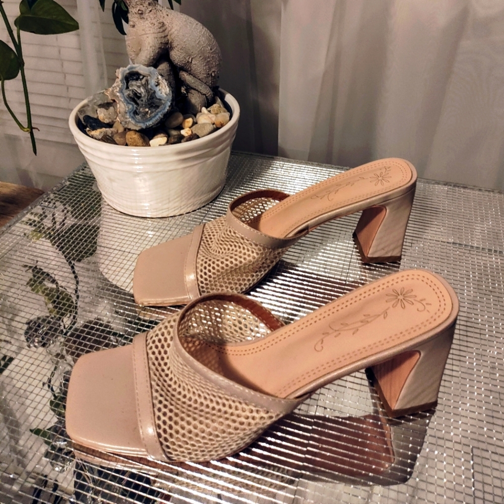 Mesh Block Heels